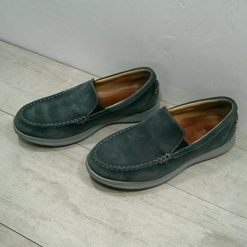 Samuel Hubbard Blue Leather Preppy Boat Shoes Loafer Size 10.5 M